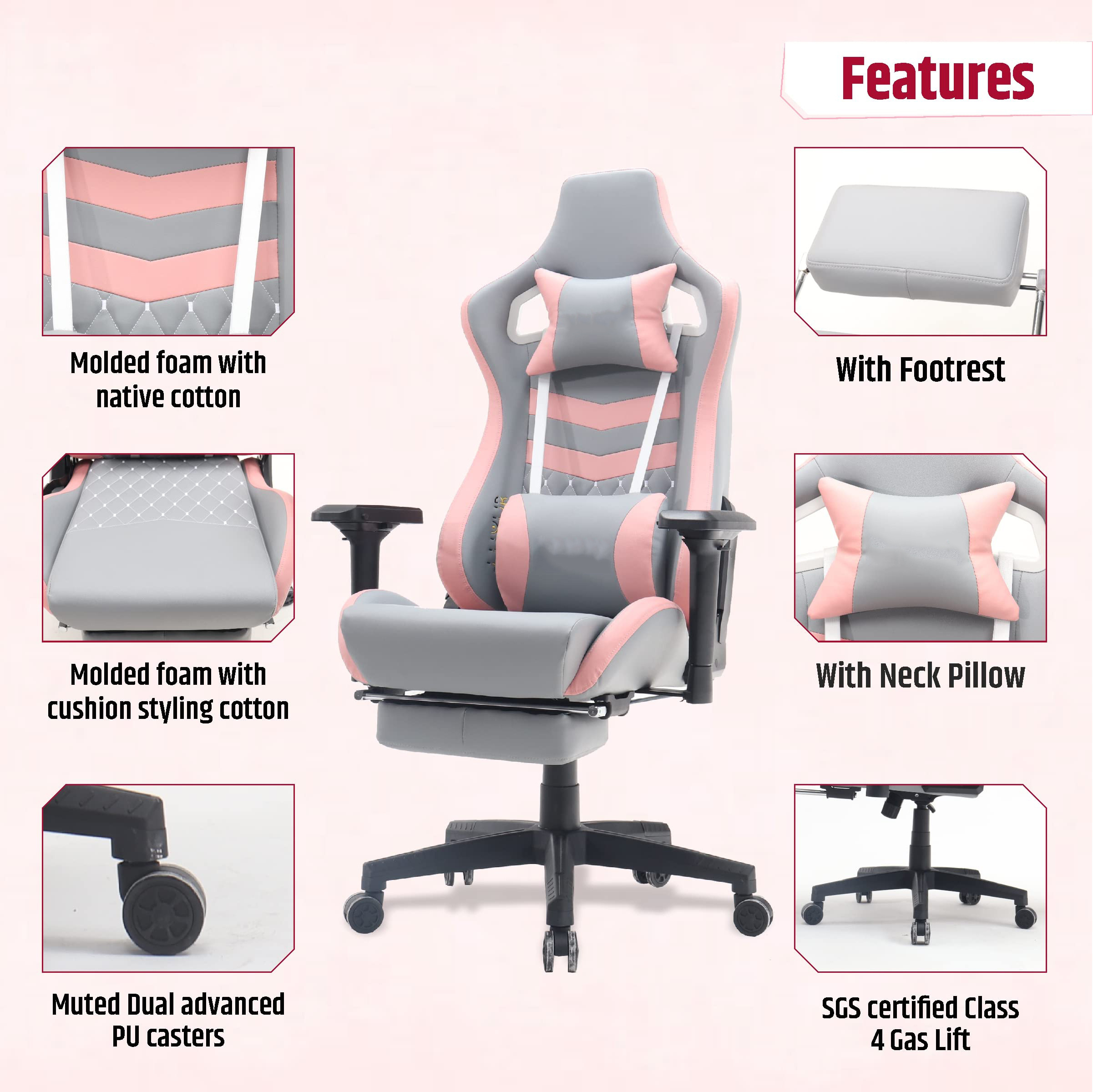 Turkey Hot Free Sample Good Price Oyun Koltugu Computer Pc Pink Game Chair 4d Ergonomic Swivel Gaming Chair with Footrest