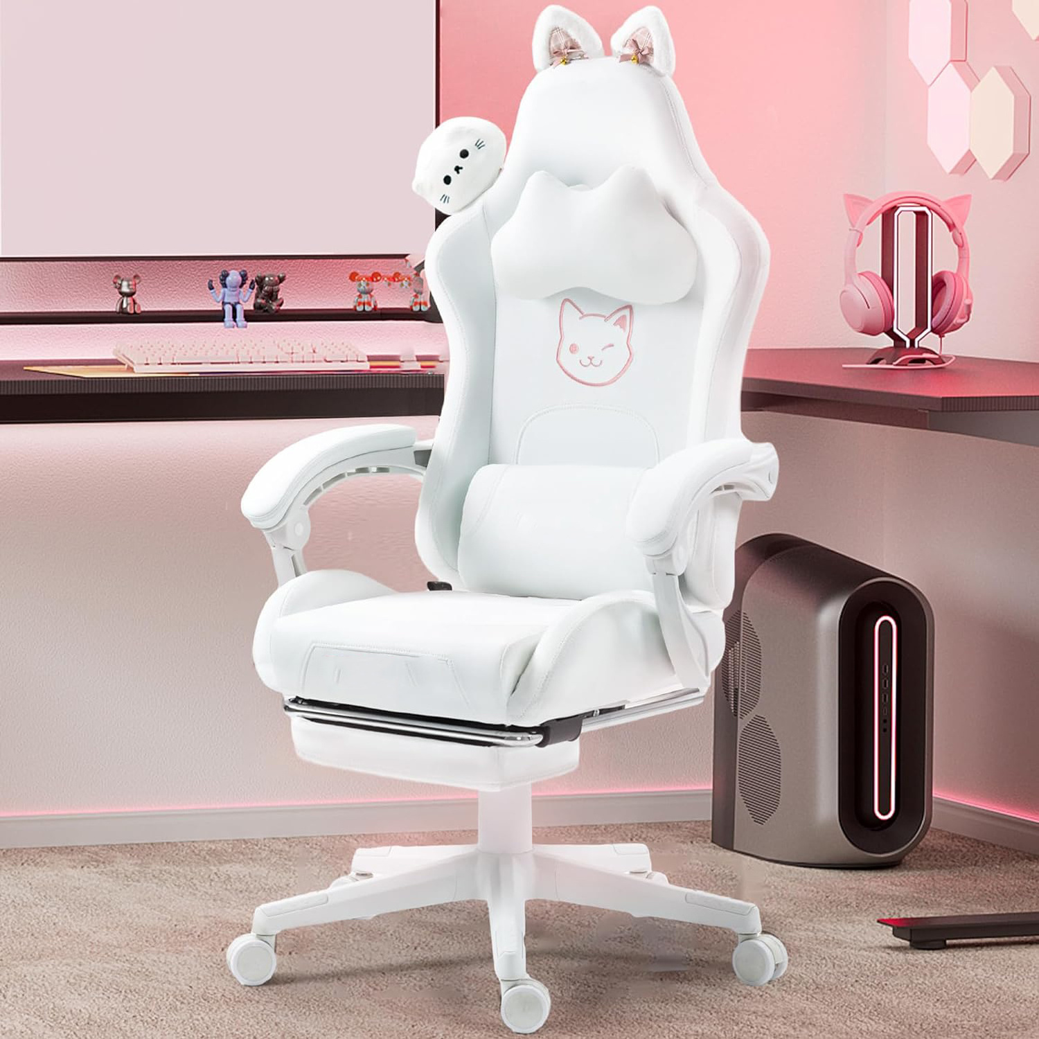 Spain Hot Ergonomic Computer Chair Free Sample Khaki Kawaii Shiba Inu White Cute Best Gaming Chair Pc Game Chair with Footrest