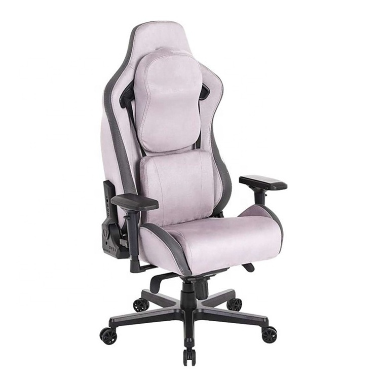 Popular Low Moq Luxury South Africa Alu Alloy Base Chaise Gamer Light Purple Fabric Office Gaming Computer Chair for Gaming Room