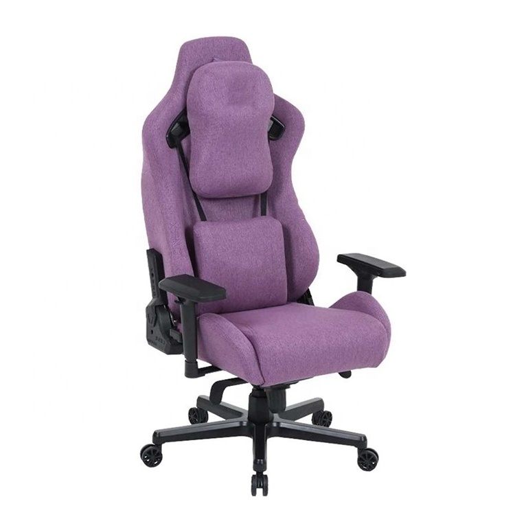 Popular Low Moq Luxury South Africa Alu Alloy Base Chaise Gamer Light Purple Fabric Office Gaming Computer Chair for Gaming Room