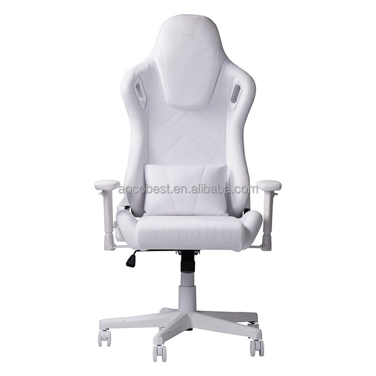 High Quality Best White Gaming Chair Pro Velvet Memory Foam Massage Computer Racing Desk Pc Game Chair with Build in Headrest