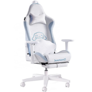 UK Racing Style PU Leather Cinnamoroll cute Gaming Chair white Gaming Chair white11cm thickened cushion  withstand up to 330lbs