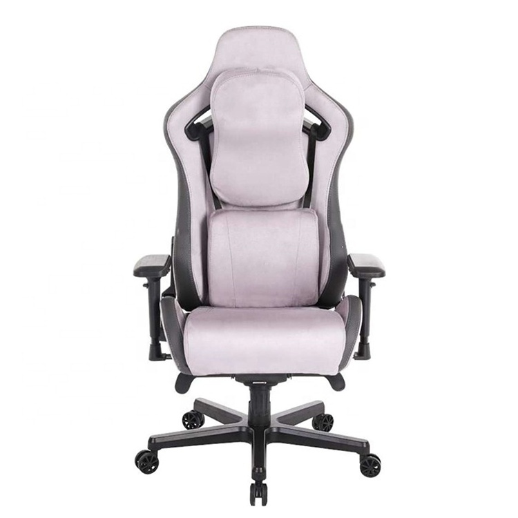 Popular Low Moq Luxury South Africa Alu Alloy Base Chaise Gamer Light Purple Fabric Office Gaming Computer Chair for Gaming Room