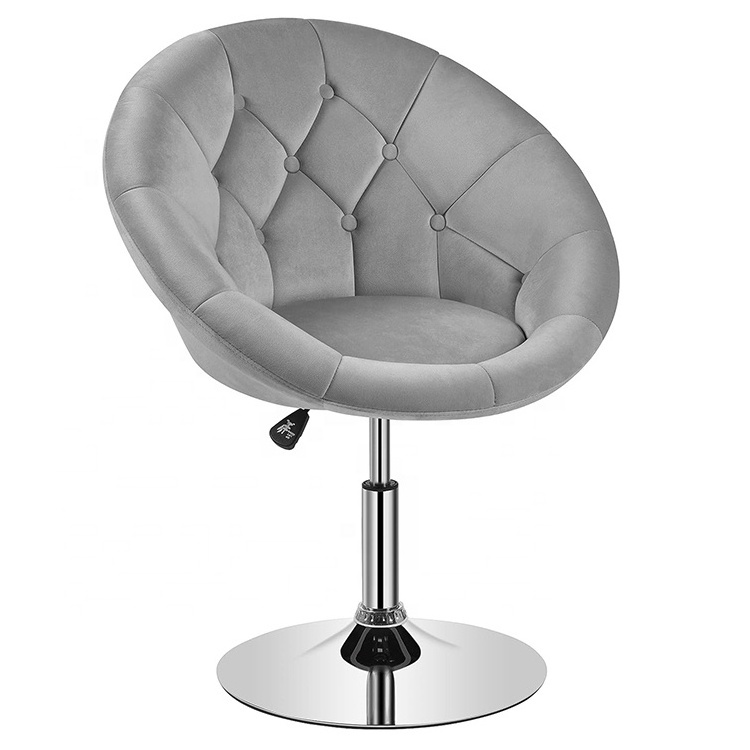 Height Adjustable Pink Living Room Vanity Makeup Velvet Round Tufted Back Swivel Accent Leisure Lounge Chair with Chrome Frame