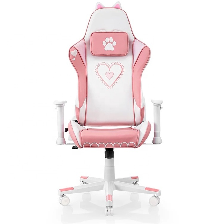 Top Selling Oem Brand Gaming Chairs Executive Leather Swivel Pink Cat Cushion Girl Kawaii Chair Gaming Chair for Beauty Girls