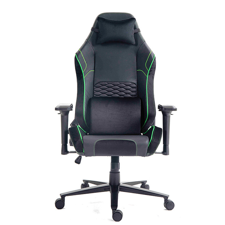 Popular Waist Support Pc Gamer Chair Green Leather High Quality Factory 2d Heavy Duty Gaming Chair Silla Gaming with Strong Base