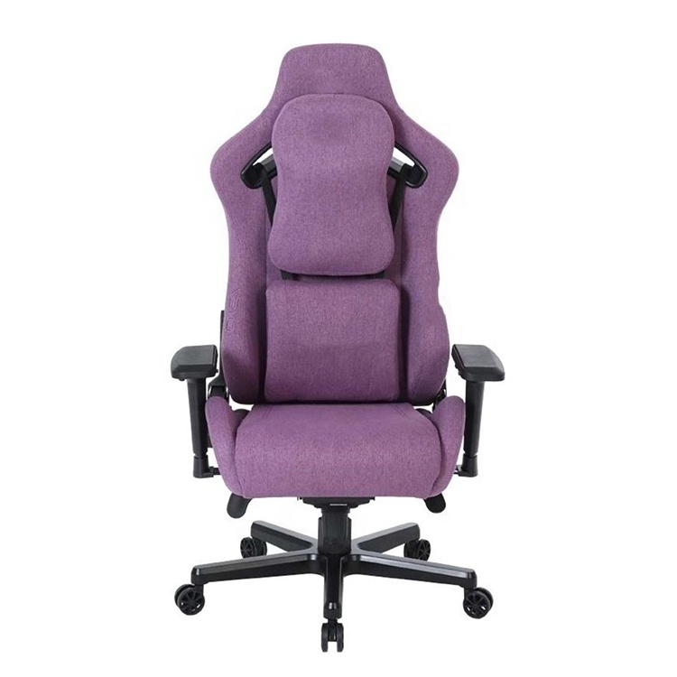 Popular Low Moq Luxury South Africa Alu Alloy Base Chaise Gamer Light Purple Fabric Office Gaming Computer Chair for Gaming Room