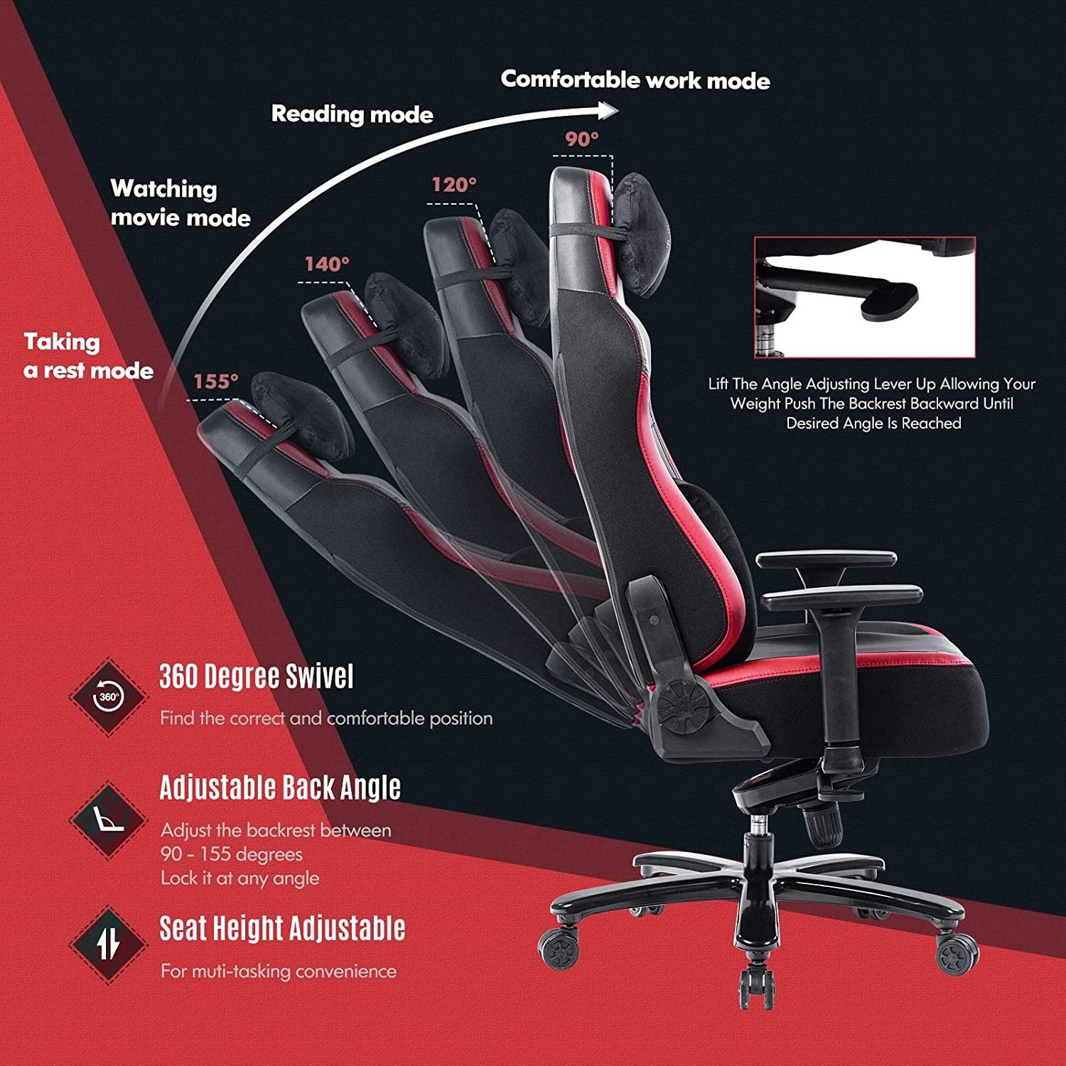 Luxury Ergonomic Frog Mechanism Sillas Gamer Custom Swivel Red Office Furniture Recliner Sofa Pc Game Chair Gaming for Sale