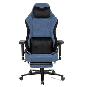 High Back Gaming Chair Blue Fabric 4d Armrest Gaming Chair Adjustable Lumbar Support Alu Base Big Tall Gaming Chair for Office