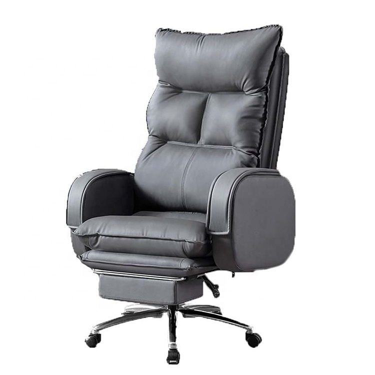 Luxury Leather Soft Computer Pc Chair Brown Height Adjustable Computer Gaming Ergonom Executive Office Chair for Heavy Duty