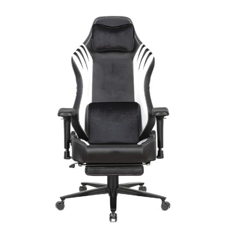 India Popular Custom White Blue Leather Molded Foam Office Computer Chairs Luxury Gaming Chair with Footrest Massage Function