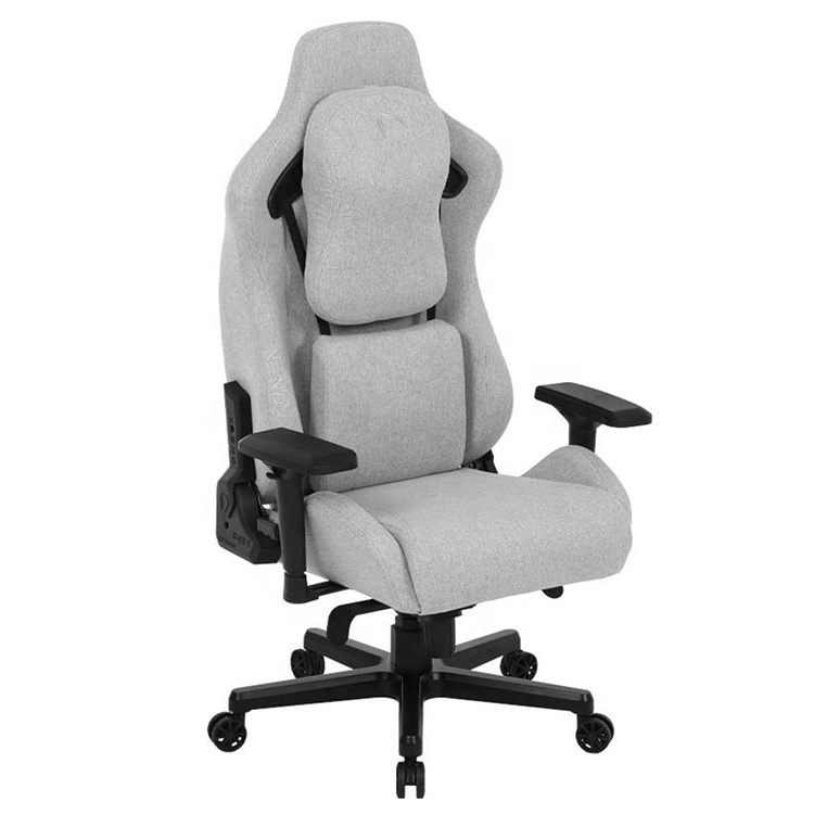 New Arrival Light Gray Fabric Velvet Memory Foam Pillows Silla Gamer Massage Computer Chair Chair with 4d Armrest Frog Mechanism