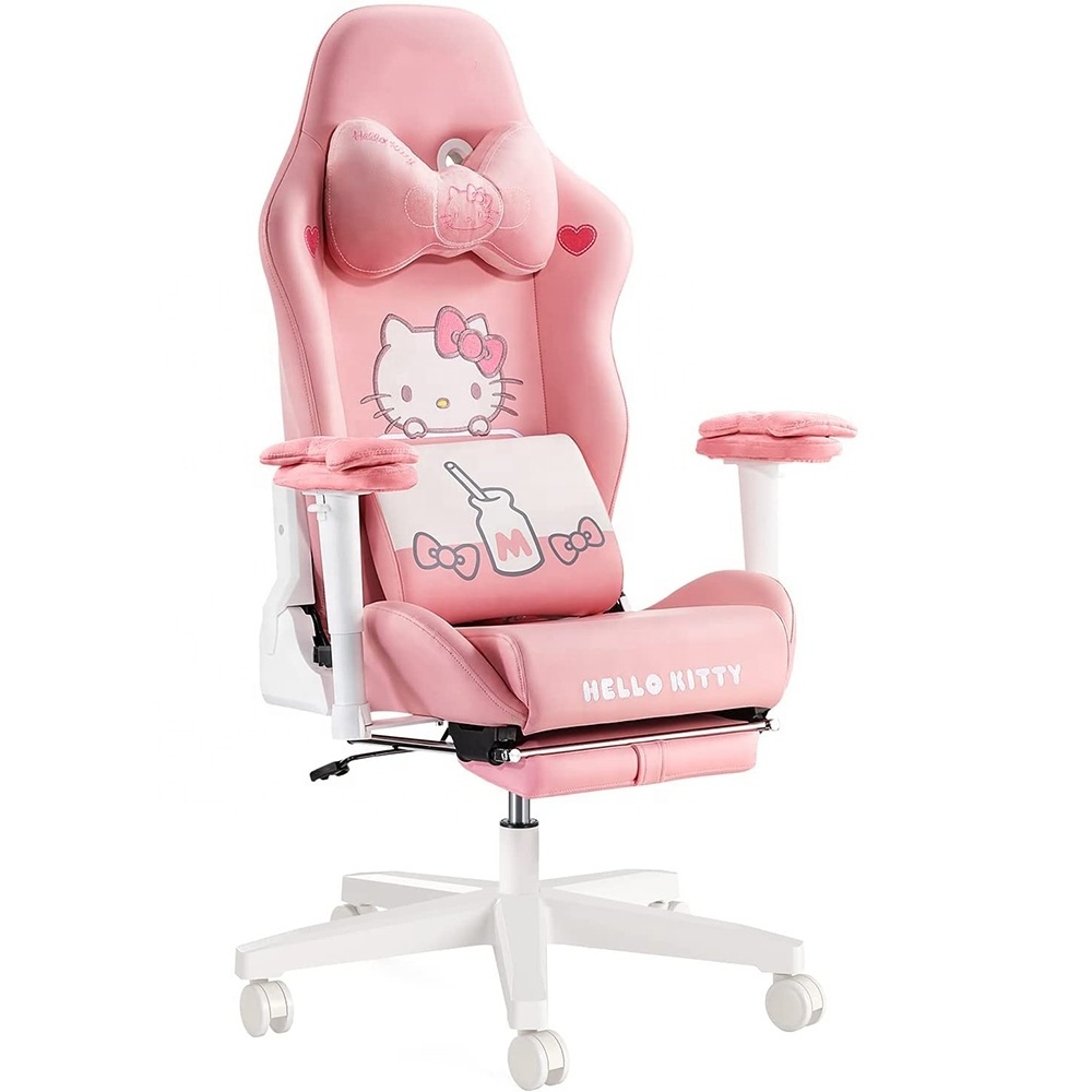 Europe hot PU leather cute High Back Ergonomic silla gaming chair pink Computer Chair with Lumbar Support 2D ARMRESTS