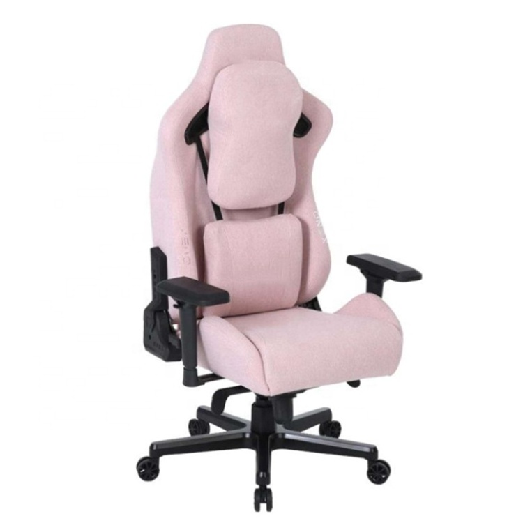 New Arrival Light Gray Fabric Velvet Memory Foam Pillows Silla Gamer Massage Computer Chair Chair with 4d Armrest Frog Mechanism