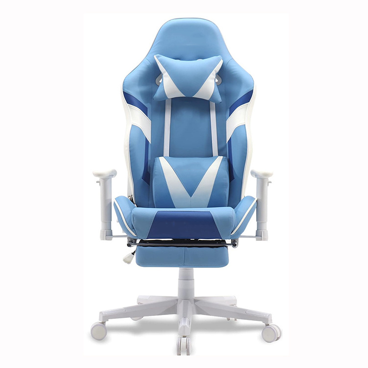 Perfect Overpower Metal Base 4d Armrests Cyan Blue Black Home Office Furniture Study Gaming Chair for Gaming Work with Footrest