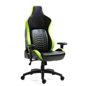 Popular Waist Support Pc Gamer Chair Green Leather High Quality Factory 2d Heavy Duty Gaming Chair Silla Gaming with Strong Base