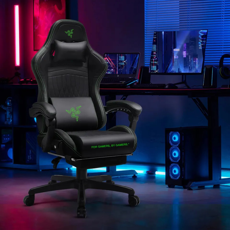 Office Furniture Factory Cheap Ddp Black Reclining Leather Computer Game Chair Racing Silla Gamer Gaming Chair with Footrest