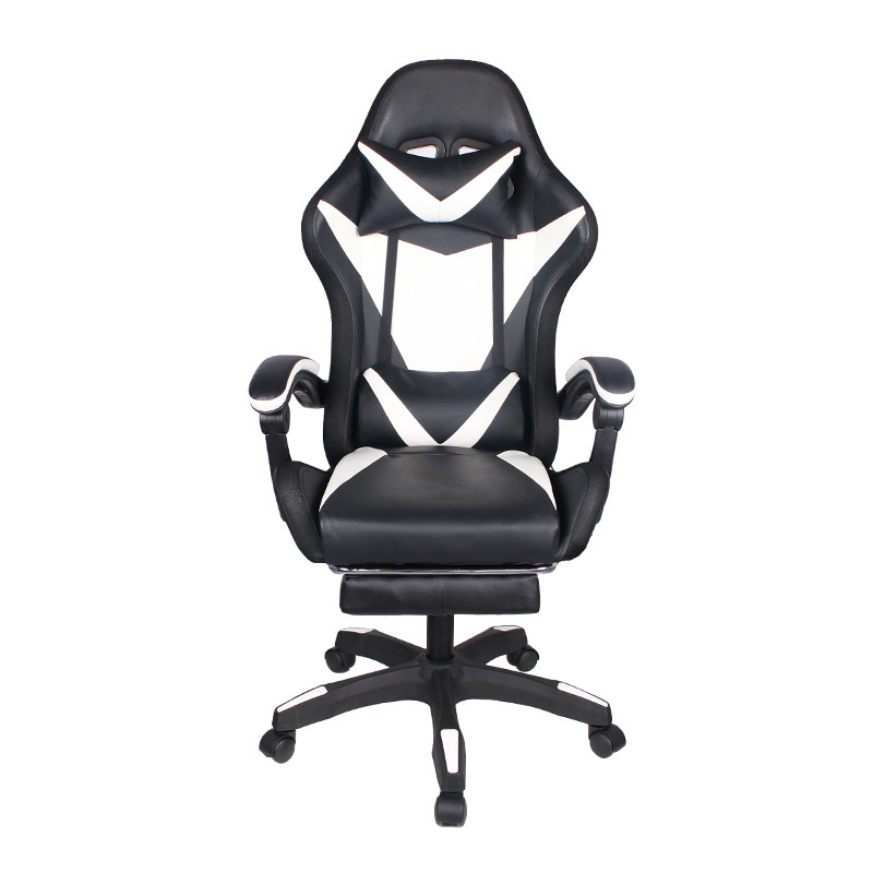 2022 Office Furniture Custom Name PC Swivel Black White Leather Cheap Led Silla Gamer RGB Gaming Chair with Light