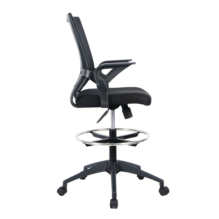 Comfortable Modern Desk Ergonomic Computer Stool Mesh Sit Stand Revolving Office Chair with Metal Base