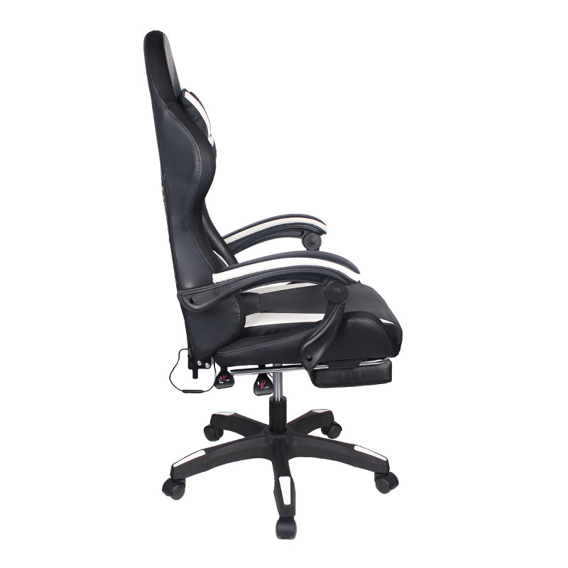 2022 Office Furniture Custom Name PC Swivel Black White Leather Cheap Led Silla Gamer RGB Gaming Chair with Light