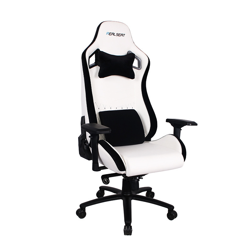 No Led Office Furniture Gamer's Game Chair Racing Full White Gaming Racing Computer Chairs with Lumbar Cushion and Pillow