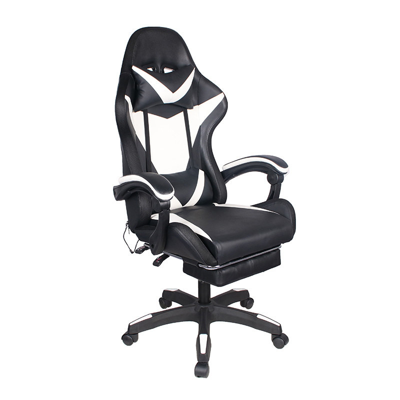 2022 Office Furniture Custom Name PC Swivel Black White Leather Cheap Led Silla Gamer RGB Gaming Chair with Light