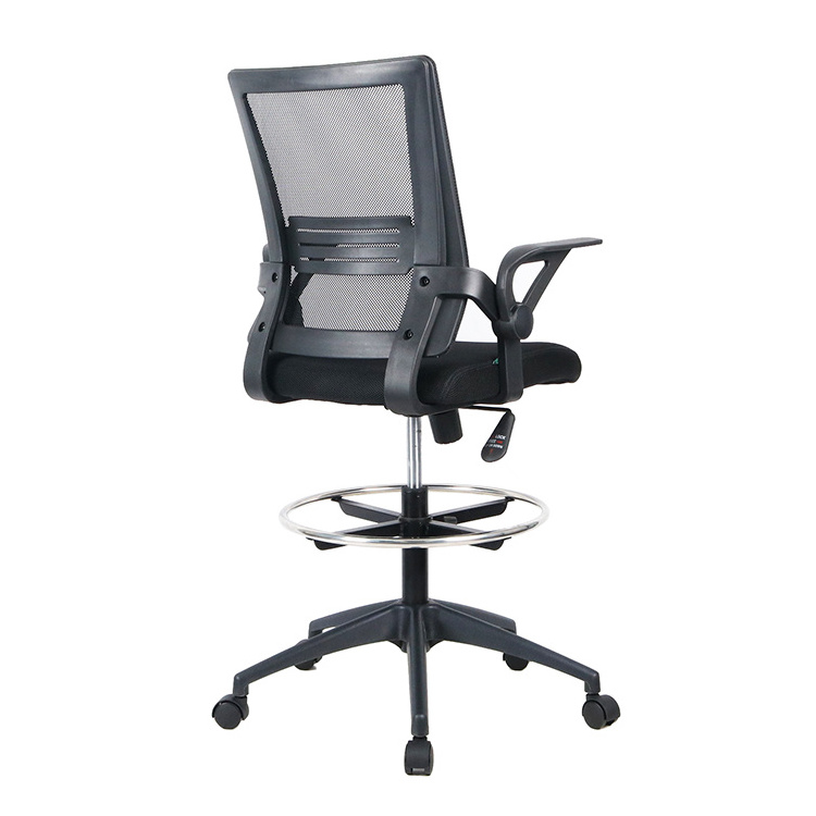 Comfortable Modern Desk Ergonomic Computer Stool Mesh Sit Stand Revolving Office Chair with Metal Base