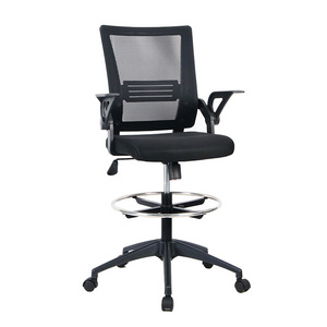 Comfortable Modern Desk Ergonomic Computer Stool Mesh Sit Stand Revolving Office Chair with Metal Base