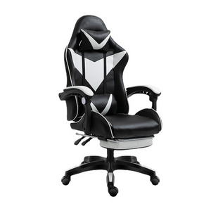 2022 Office Furniture Custom Name PC Swivel Black White Leather Cheap Led Silla Gamer RGB Gaming Chair with Light