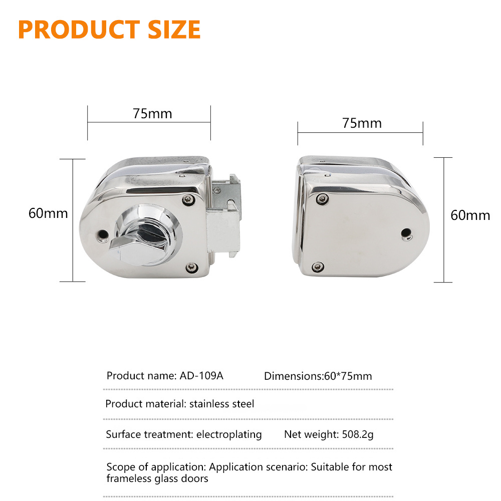 ORAY Factory Wholesale Office Building Double Side Free Sample Stainless Steel Cover 304 Zinc Cylinder 3 Keys Glass Door Lock