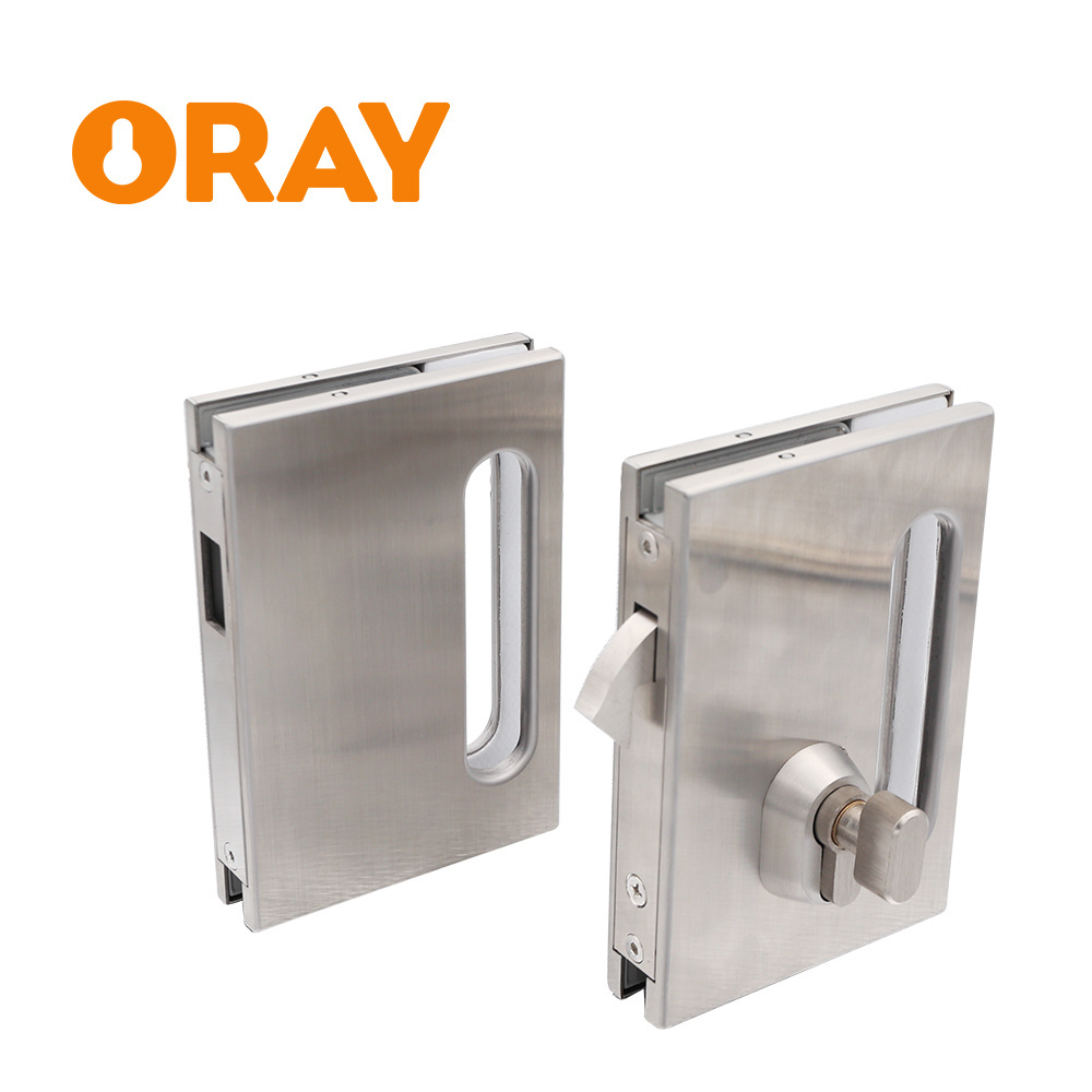 Factory Direct Selling Frameless SS304 Matte Glass Door Safety Lock Tempered Glass Door Lock