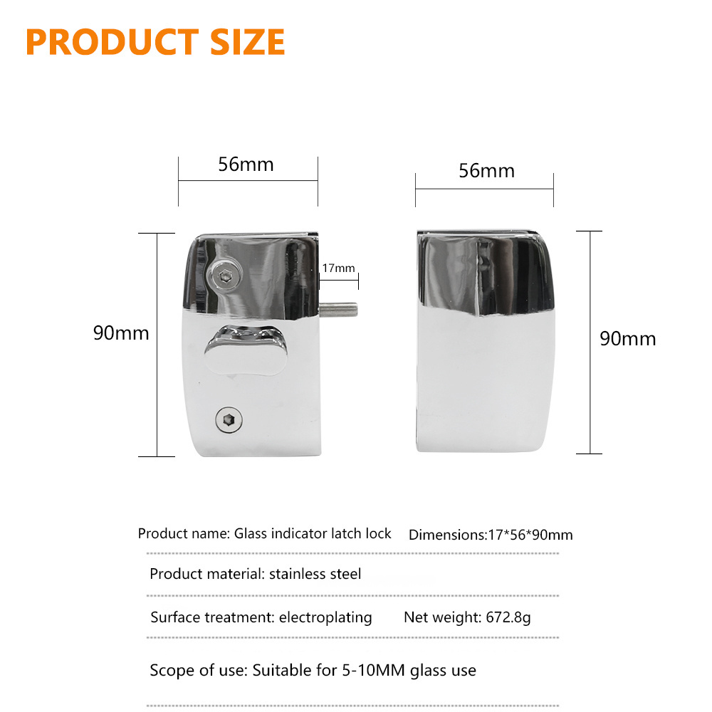 Office Bathroom Shower Room Toilet Central Locking System Frameless Glass Sliding Glass Door Lock Double Sided Glass Door Latch