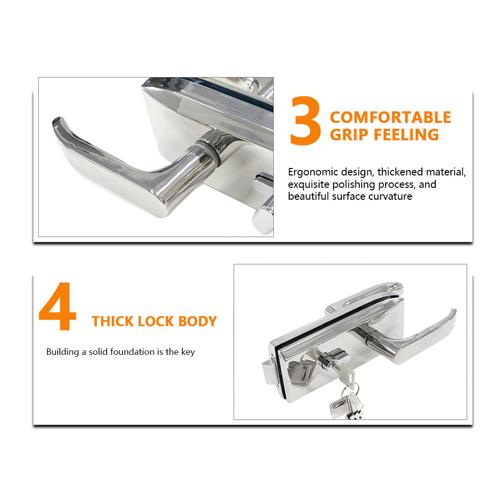 Besting Selling Line Aluminum Profile Lock Shining Silver Narrow Framed Sliding Glass Handle Door Lock