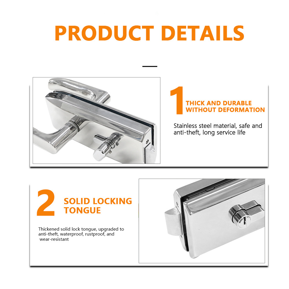 Besting Selling Line Aluminum Profile Lock Shining Silver Narrow Framed Sliding Glass Handle Door Lock