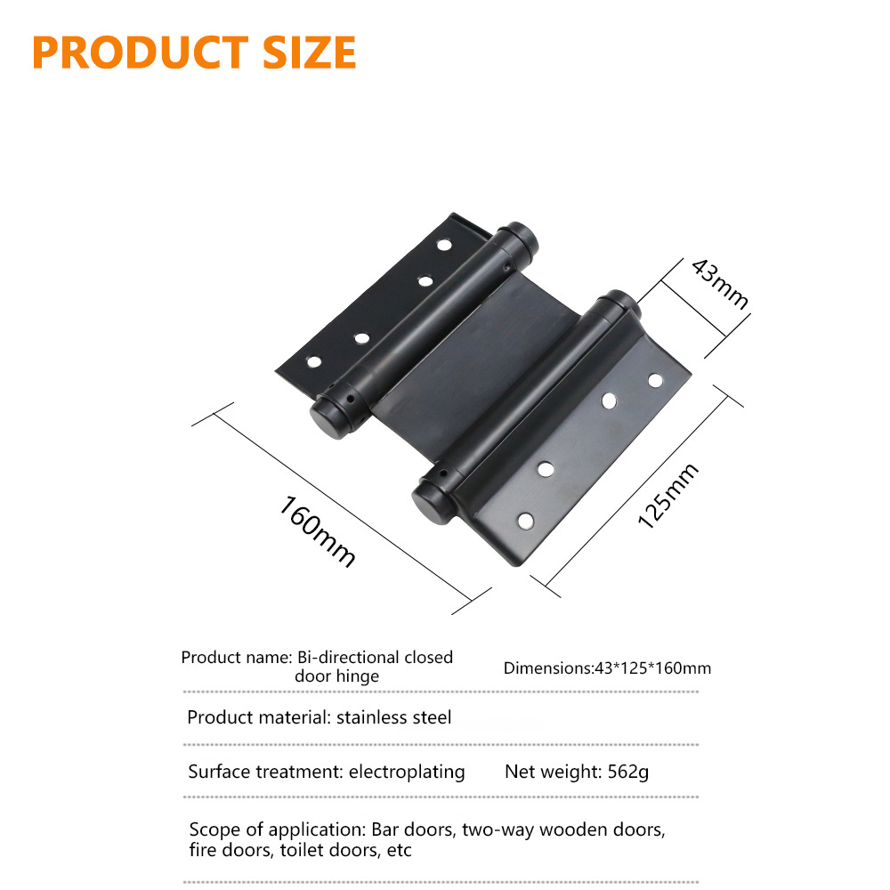 Invisible Wooden Door 180 Degree Hidden Black Aluminum 316 Stainless Steel Double Action Self Close Hydraulic Spring Door Hinge