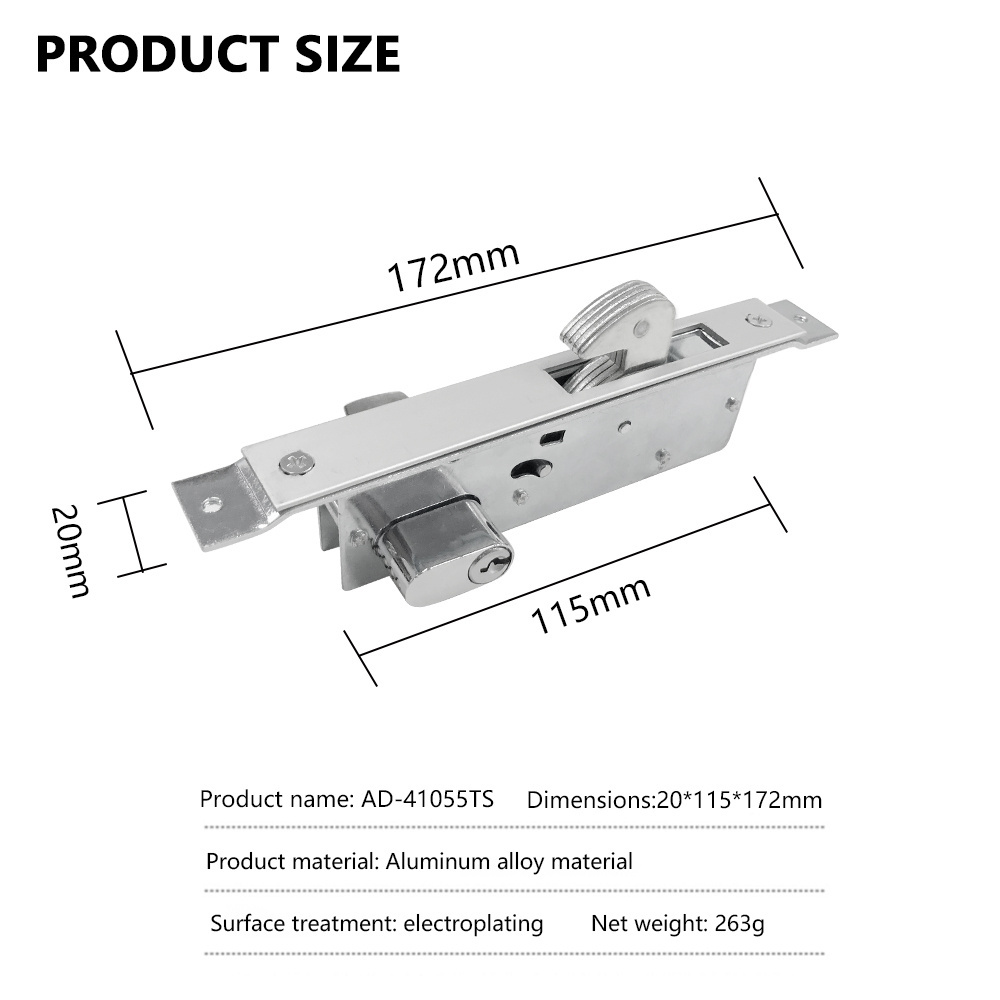 Black 90 120 mm Cylinder Door Hook Mortise Lock 2 Keys Deadbolt Italian Aluminum Door Lock Cylinder