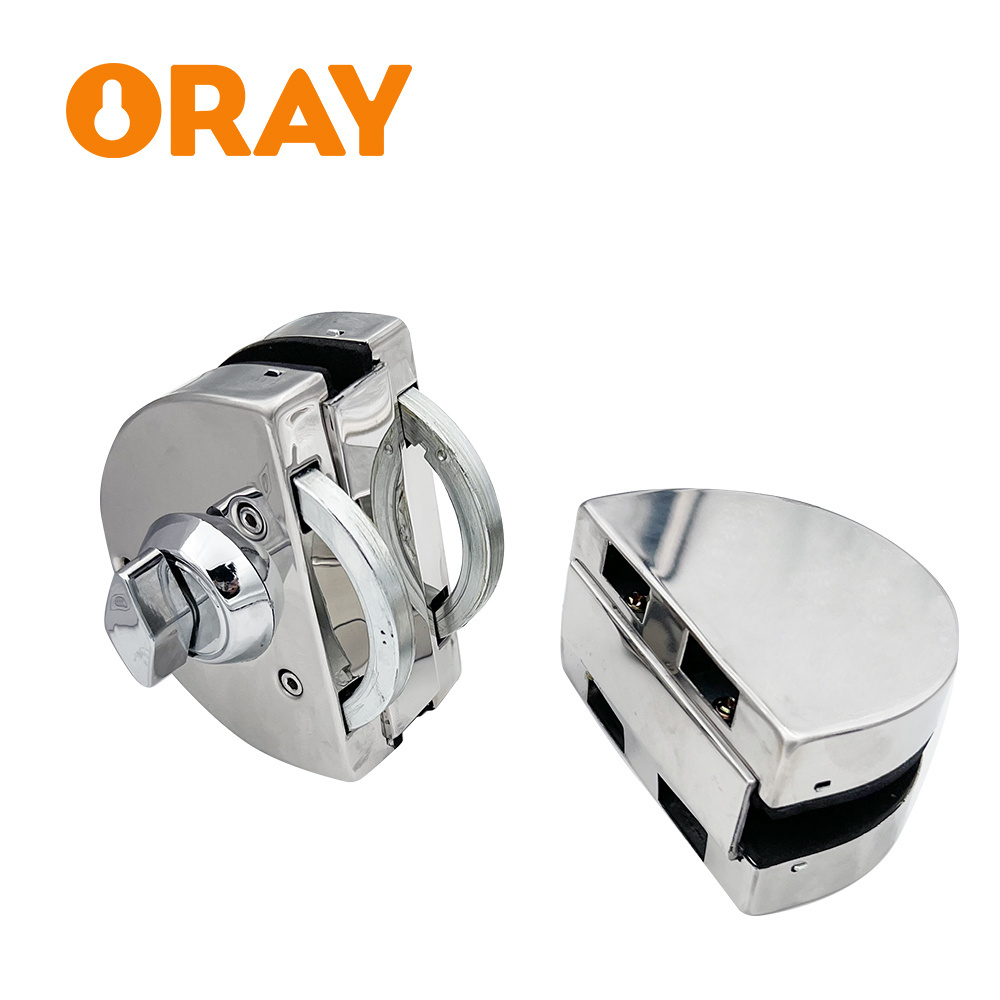 Manufacturer Free Sample Polish Stainless Steel Glass To Glass Double Lock Side Sliding Frameless Glass Door Lock