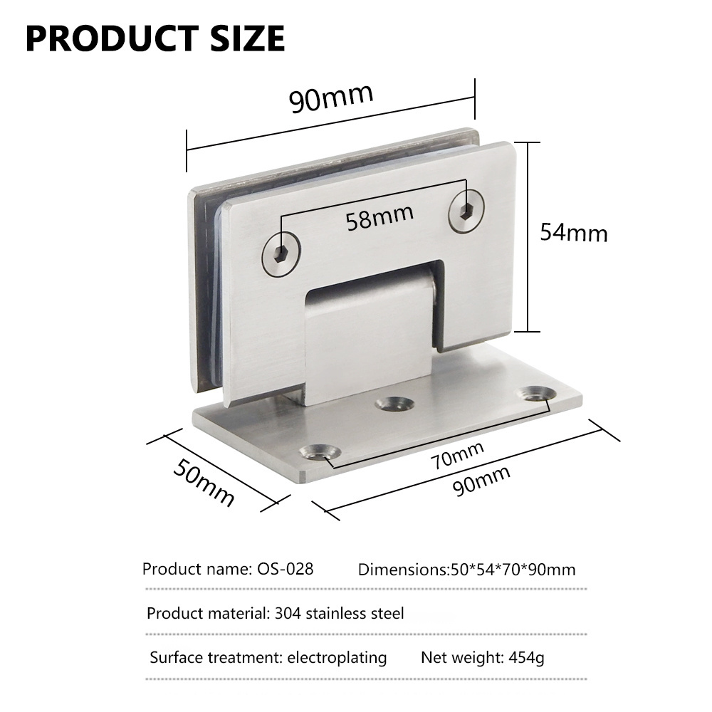 Adjustable Soft Close Office Bathroom 90 Degree Glass To Wall Circular Corner Brass Glass Shower Hinges