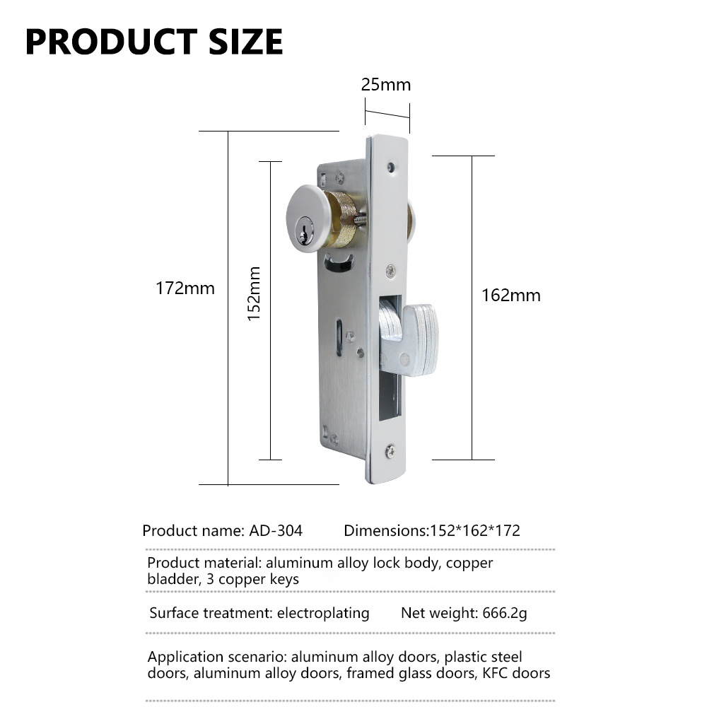 Security Anti Drill Anti 60mm 90mm Door Lock Boxer Mortise Sash Deadbolt Front Hook Lock Door Cylinder With Computer Key