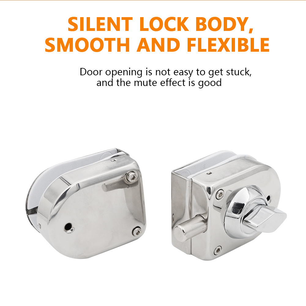 Double Side Shower Bedroom Sliding 10-12mm Frameless Stainless Steel  Glass Door Lock Latch SS304 Cover Round Knob Door Lock