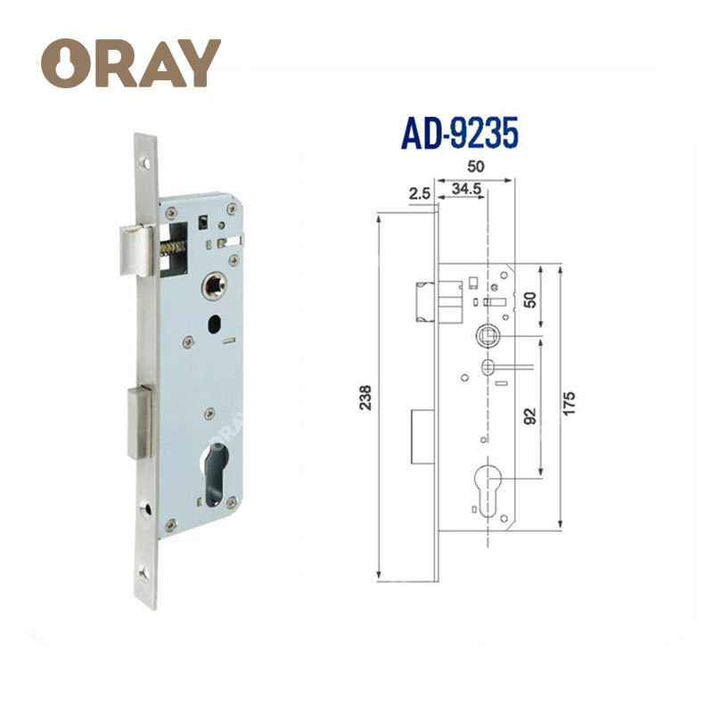 2024 Security Hardware Aluminium Front Door Set Mechanical Metal Cylinder Metal Stainless Steel Square Mortise Door Lock Set With Key