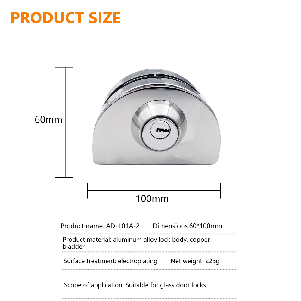 Office Building/ Apartment Double Side 3 Keys with Stainless Steel 304 Cover Zinc Cylinder Iron Central Glass Door Lock