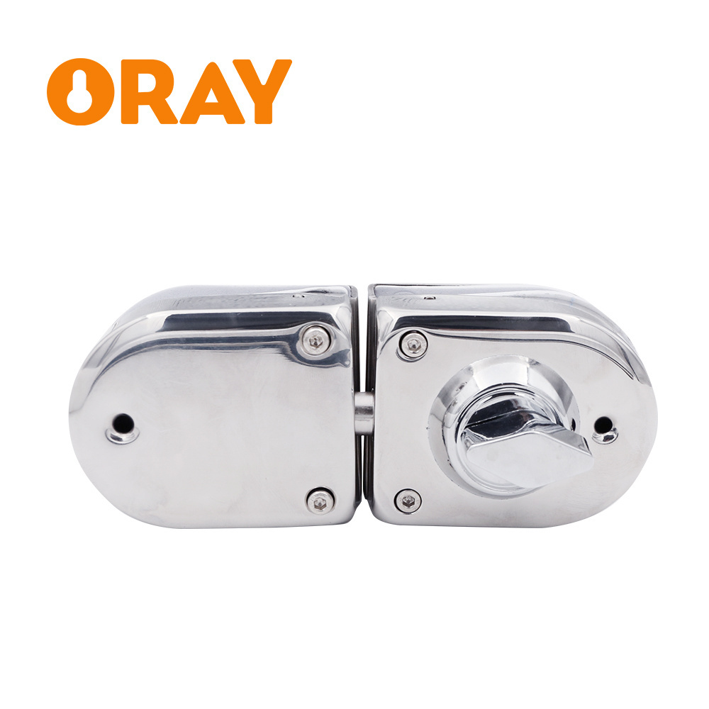 Double Side Shower Bedroom Sliding 10-12mm Frameless Stainless Steel  Glass Door Lock Latch SS304 Cover Round Knob Door Lock