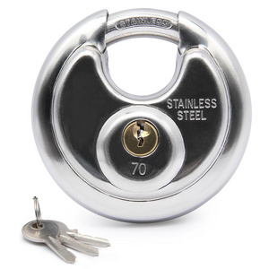 Stainless Steel Round  Self Storage Unit Door Heavy Duty Disc Padlock Lock