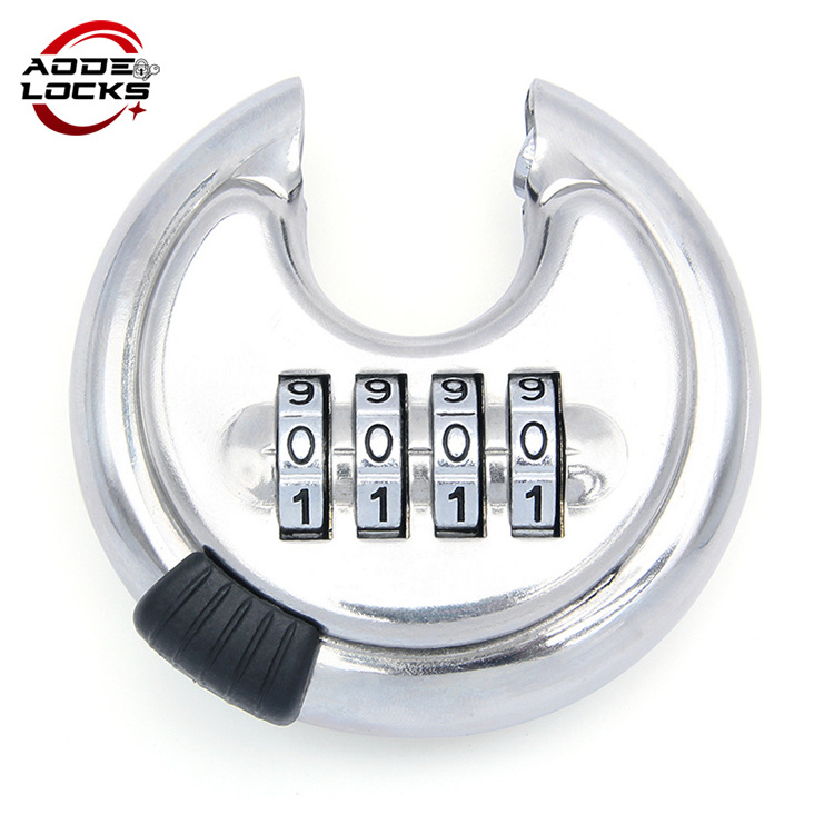 4 Digit Combination Disc Padlock with Shielded Hardened Shackle Heavy Duty Round Discus Lock