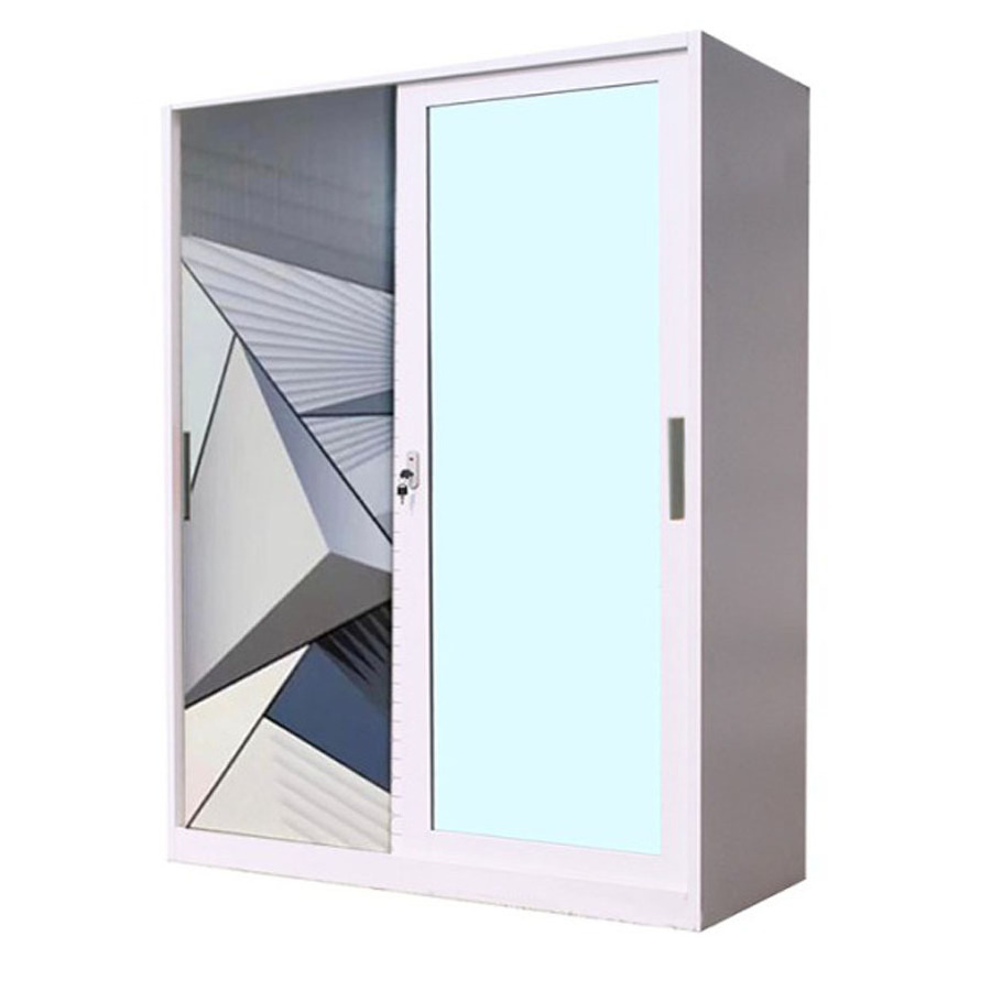 steel cupboard for clothes wardrobe glass sliding doors armoire chambre wardrobe with mirror metal storage cabinet