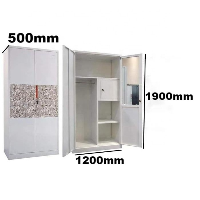 almari slide doors mirror white modern  steel storage bedroom sliding metal cabinet locker storage wardrobe closet