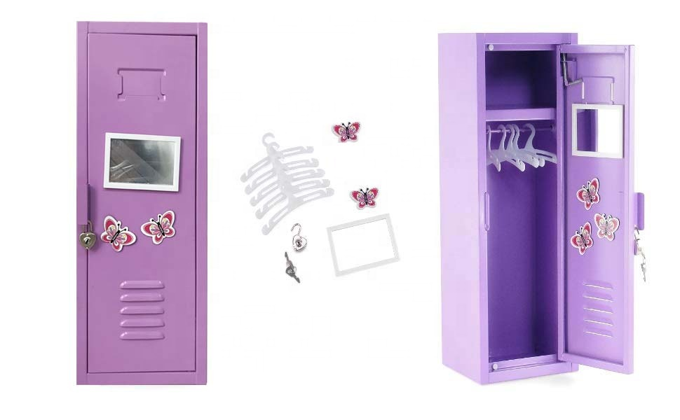 Single lockable iron metal hockey gym desktop small pink mini box desk locker toy lockers