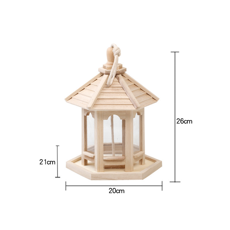 Bird Wooden Hanging Feeder Outdoor Decoration Hexagon Shaped Gazebo Panorama Gazebo Pavilion Bird Feeders