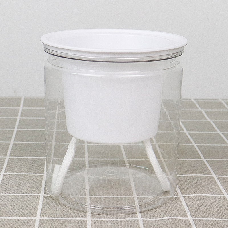 Self absorbent lazy person transparent soil cultivation small potted plant living room desktop creative hydroponic flower pot